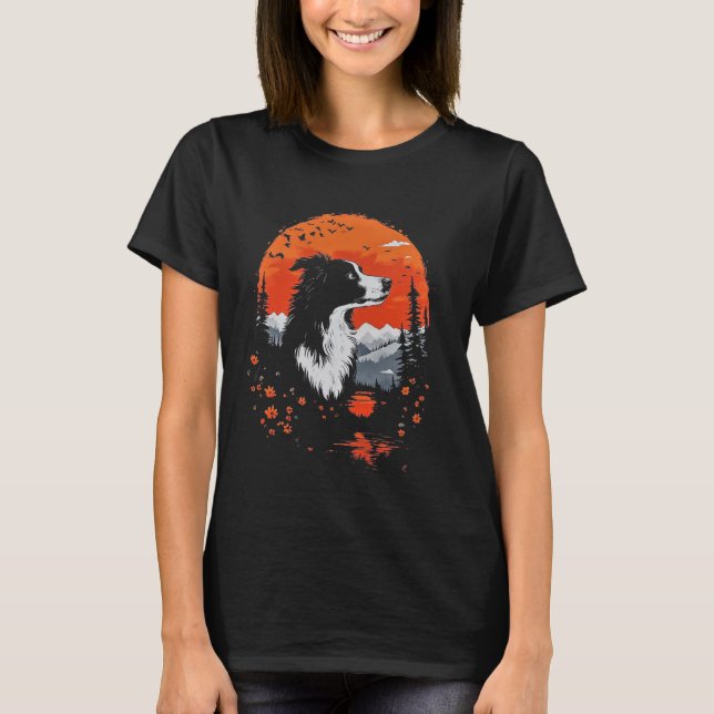 Zen Japanese Art Border Collie Dog T-Shirt (Front)