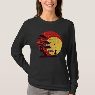 Zen Japanese Culture Buddhist Sunset Bonsai Tree T-Shirt