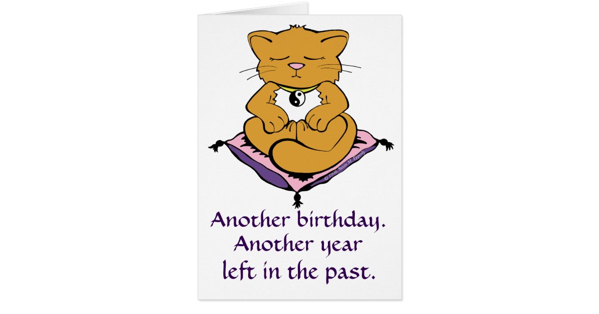 zen kitty cat meditation yoga birthday card zazzle