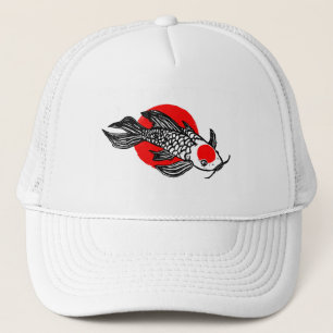Zen Koi Block Print Design Trucker Hat