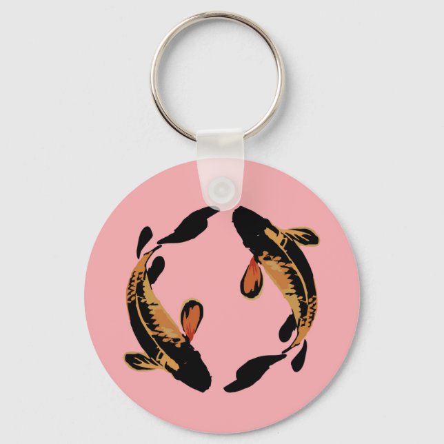 Zen Koi Fish Pink Simple Minimalist Keychain (Front)
