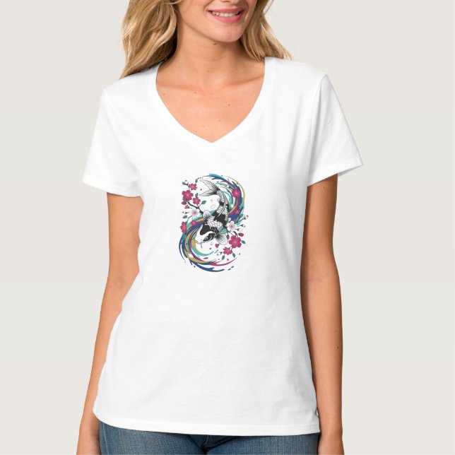 Zen Koi Fish Yin Yang Flow T-Shirt (Front)