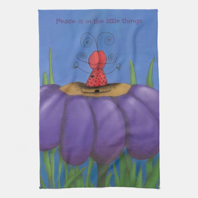 Zen Ladybug Kitchen Towel (Vertical)