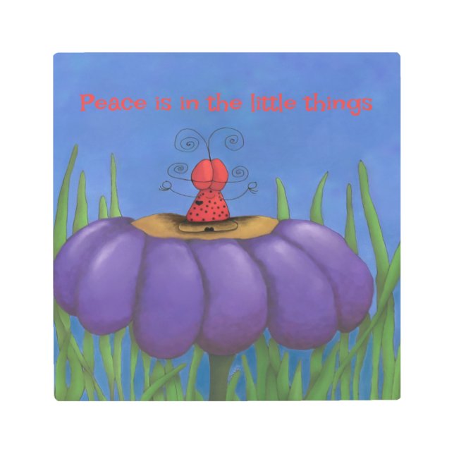 Zen Ladybug Metal Print (Front)
