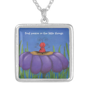 Zen Ladybug Silver Plated Necklace
