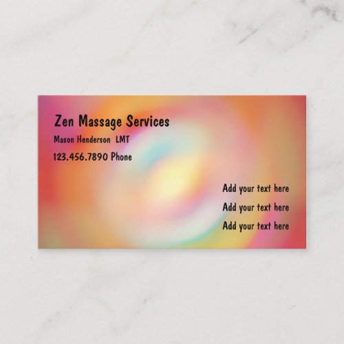 Zen Licensed Massage Therapist Business Card