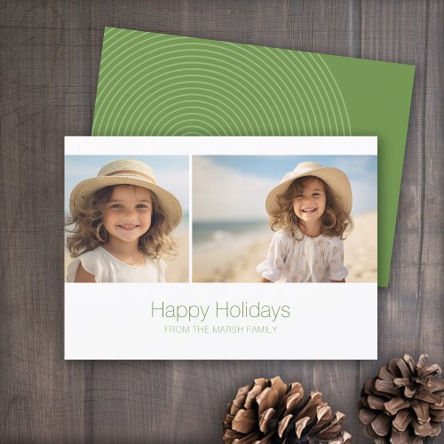Zen Line Art Green _ 2 Photo _ Minimal Holiday Card
