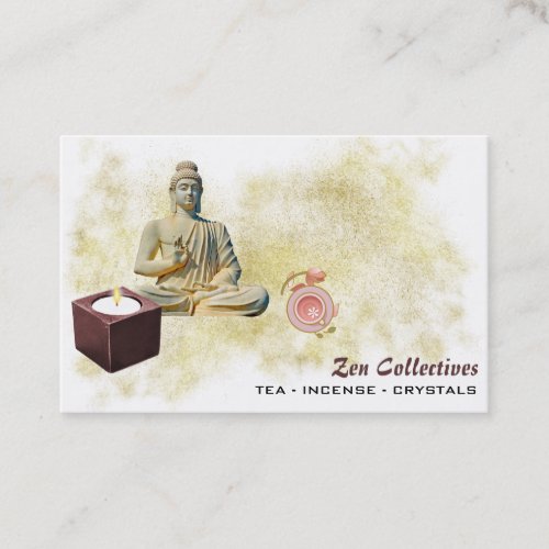  Zen Lotus Buddha Candle Tea Gold Business Card