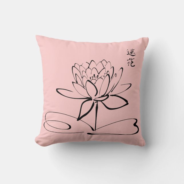 Zen Lotus Flower Throw Pillow (Front)
