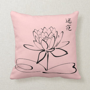 Zen Lotus Flower Throw Pillow