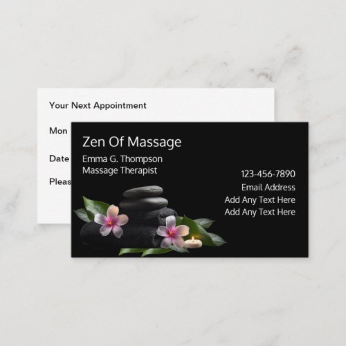 Zen Massage Therapy Appointment Business Cards