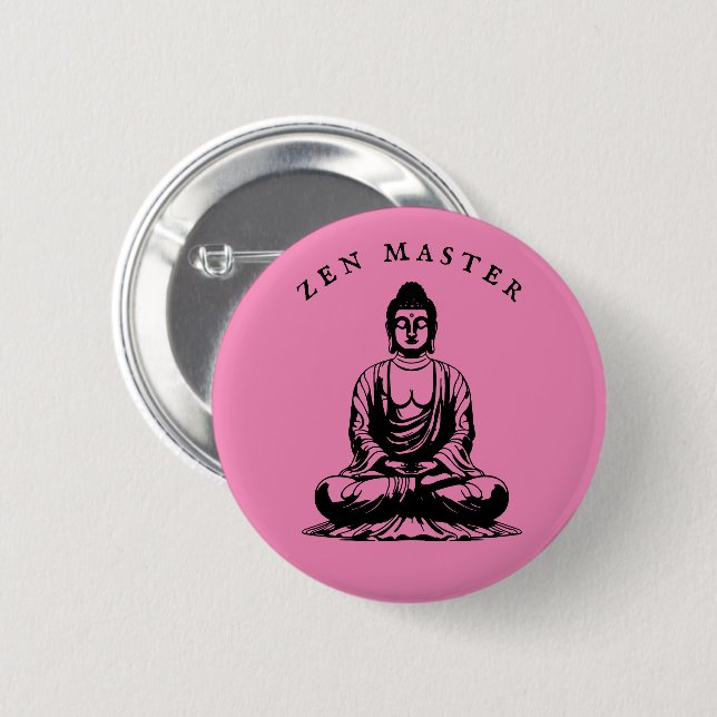 Zen Master - Buddha meditation Pink Button (Front & Back)
