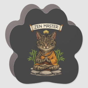 Zen Master Cat Funny Chill Gray Tabby Cat Gift  Car Magnet