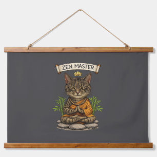 Zen Master Cat Funny Chill Gray Tabby Cat Gift Hanging Tapestry