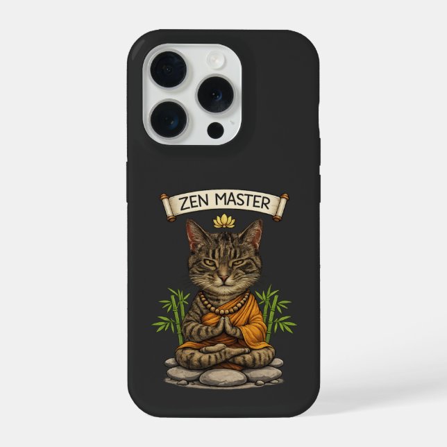 Zen Master Cat Funny Chill Gray Tabby Cat Gift  iPhone Case (Back)