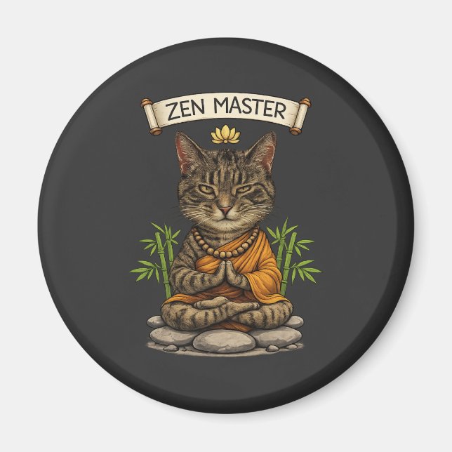 Zen Master Cat Funny Chill Gray Tabby Cat Gift  Magnet (Front)