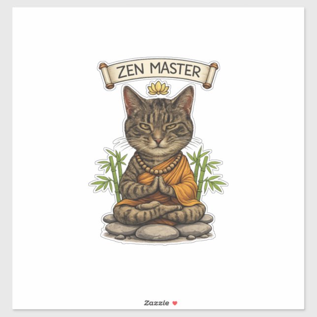 Zen Master Cat Funny Chill Gray Tabby Cat Gift  Sticker (Sheet)