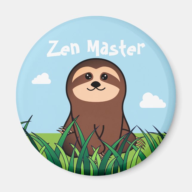 "Zen Master" kawaii Sloth Magnet (Front)