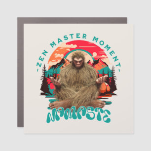 Zen Master Moment Bigfoot Meditation Retro Art Car Magnet