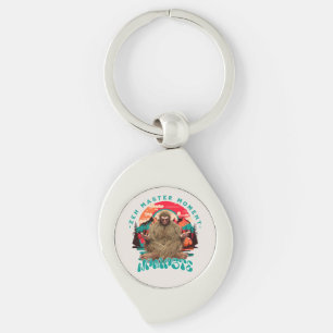 Zen Master Moment Bigfoot Meditation Retro Art Keychain