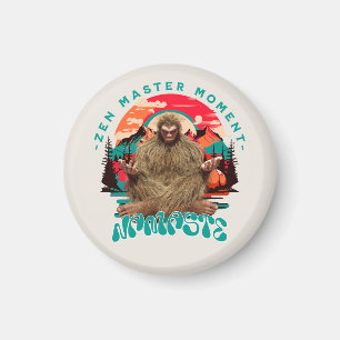 Zen Master Moment Bigfoot Meditation Retro Art Magnet