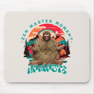 Zen Master Moment Bigfoot Meditation Retro Art Mouse Pad