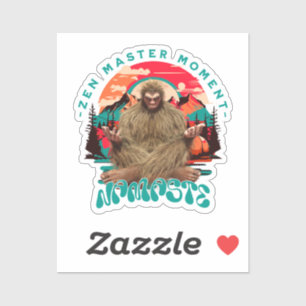 Zen Master Moment Bigfoot Meditation Retro Art Sticker