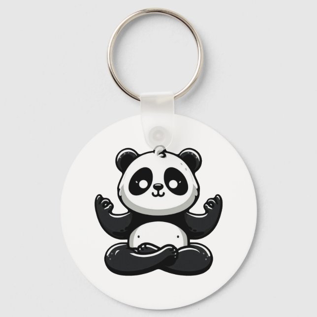 Zen Meditating Panda - Cute Animal Meditation Pose Keychain (Front)