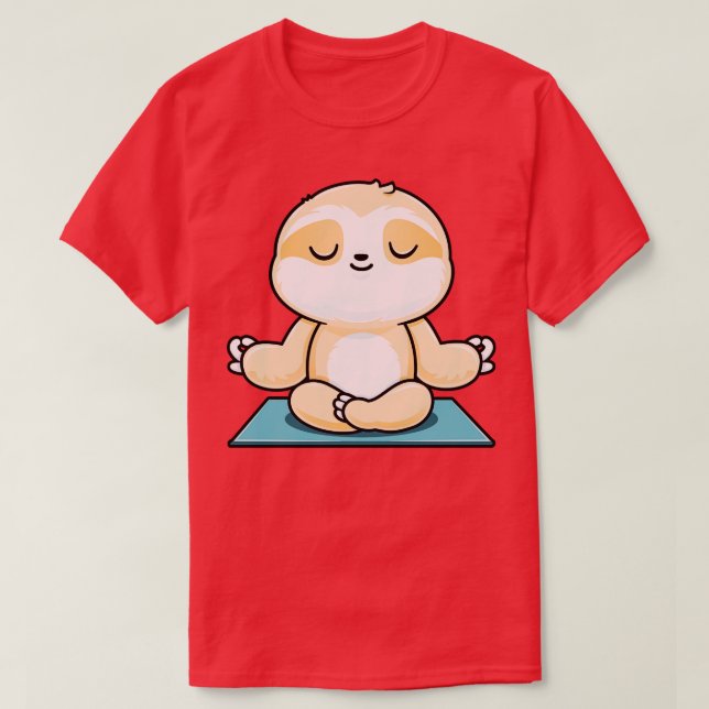Zen Meditating Sloth Cute Yoga T-Shirt (Design Front)
