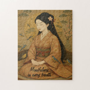 Zen Meditation art Mindfulness Yoga Brown Custom Jigsaw Puzzle