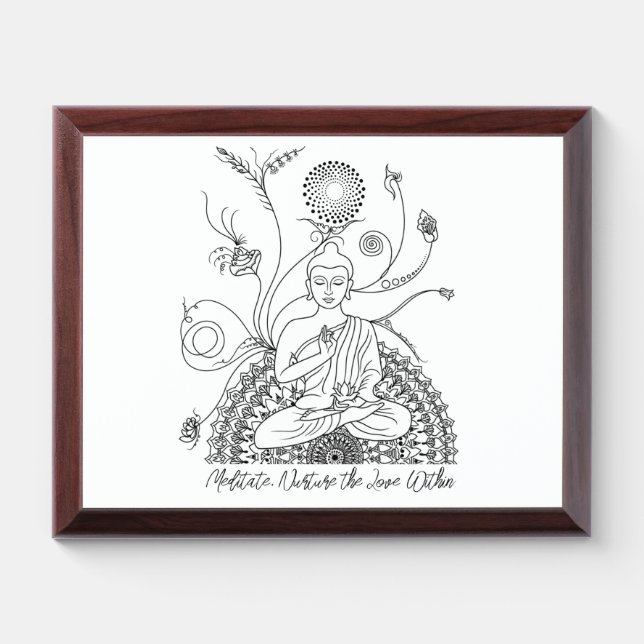 Zen Meditation Mandala Wall Art Award Plaque (Horizontal)