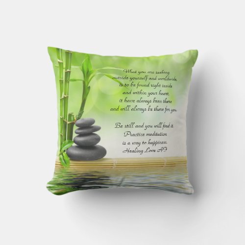 Zen meditation poem by Anita Fugoso healing love Throw Pillow