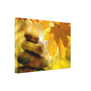 Zen meditation stones and Maple Leaves Canvas Print