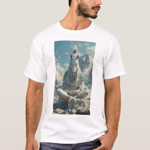 Zen Meditation White Horse Anthropomorphic T-Shirt