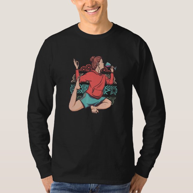 Zen Meditation Yoga Eka Pada Rajakapotasana Wine O T-Shirt (Front)