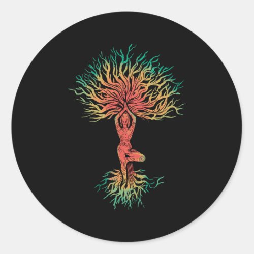 Zen Meditation Yoga Life Tree Omm Gift Classic Round Sticker