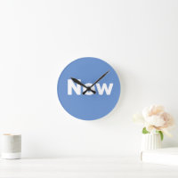 Zen, mindfulness, simple, blue & white round clock