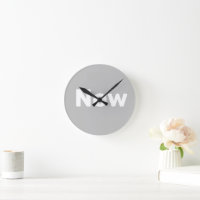Zen, mindfulness, simple, gray & white round clock