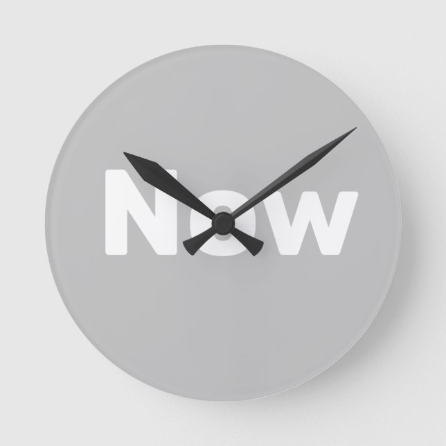 Zen, mindfulness, simple, gray & white round clock (Front)