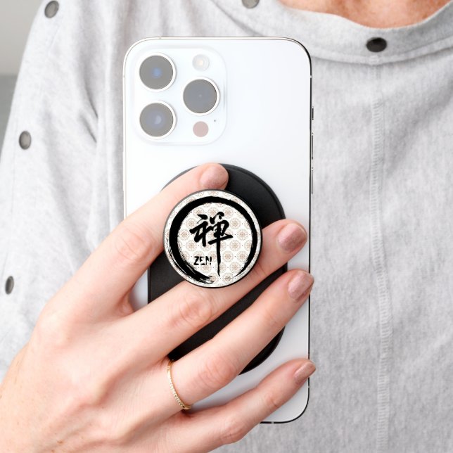 Zen Minimalist Enso Circle Mandala Pattern  PopSocket (Hand)