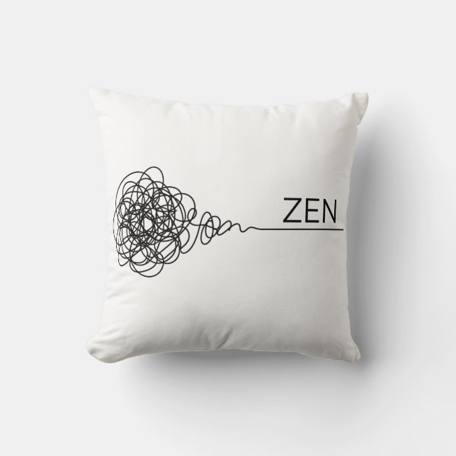 Zen Minimalist Mental Health Scribble Throw Pillow (Front)