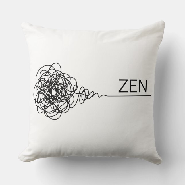 Zen Minimalist Mental Health Scribble Throw Pillow (Front)