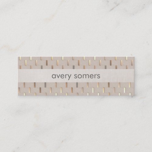 Zen Minimalist Striped Faux Beige Linen and Gold Business Card Template