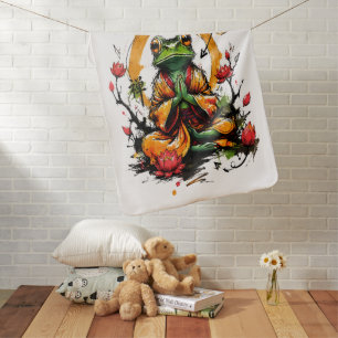 Zen Mode On Meditating Frog Monk Baby Blanket