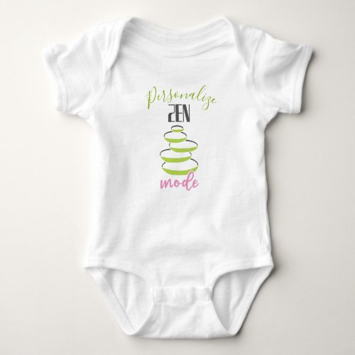 Zen Mode Yoga Meditation Green Balance Rocks Baby Bodysuit