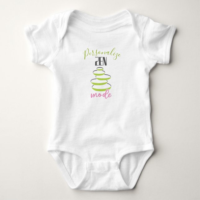 Zen Mode Yoga Meditation Green Balance Rocks Baby Bodysuit (Front)