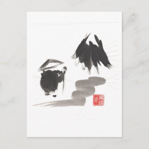 Zen Monk and Mountain of Enlightenment Postcard
