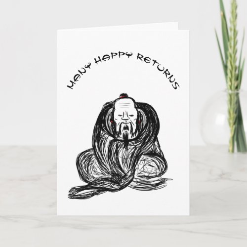 Zen Monk Happy Returns Birthday Card