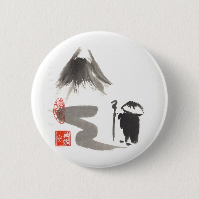 Zen Monk on Journey Button (Front)