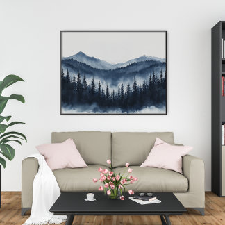 Zen Mountain Forest Minimalist Wall Art